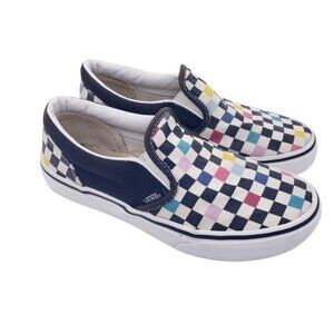 Vans Checkerboard Multicolor Slip On Sneakers Kids Unisex Youth Size 3